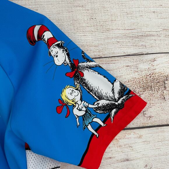 Retro PDX The Cat in the Hat Dr. Seuss Cycling Jersey Adult Large Blue Red - Picture 4 of 9